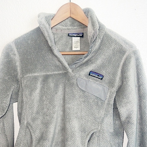 Patagonia Gray Button Snap Pullover Fleece 100% Polyester Jacket - Picture 2 of 12